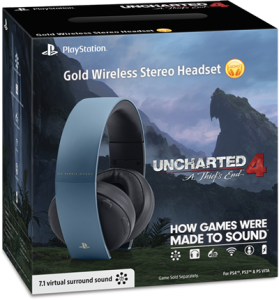 Wireless Gold Headset Gray Blue Uncharted 4
